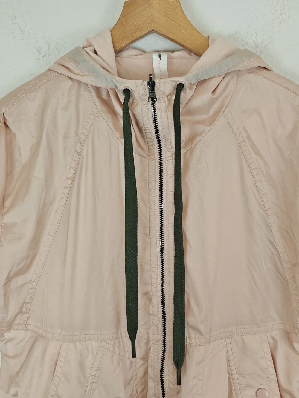 Anthropologie Daily Practice Pink Hooded Utility Vest XS Relaxed Drawstring Zip